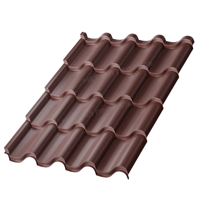 Металлочерепица Металл-Профиль Монтерроса-XL 0,5 PURMAN® RAL 8017 Коричневый шоколад
